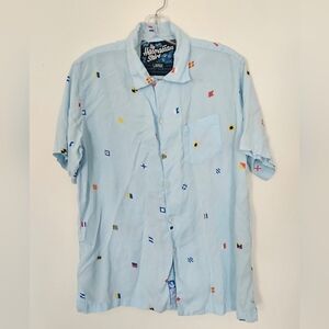 Rowdy Gentleman The Hawaiian Shirt Men's Light Blue Button Front Size Large EUC
